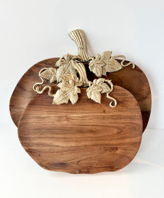 Pumpkin Wood Serving Board With Gold Stem