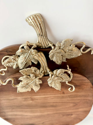 Pumpkin Wood Serving Board With Gold Stem
