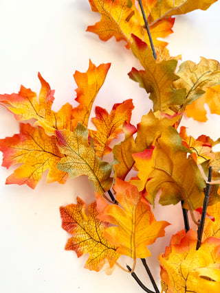 Artificial  Autumn Oak Branch  - Can be added to floral arrangements, wreaths and fall decorations