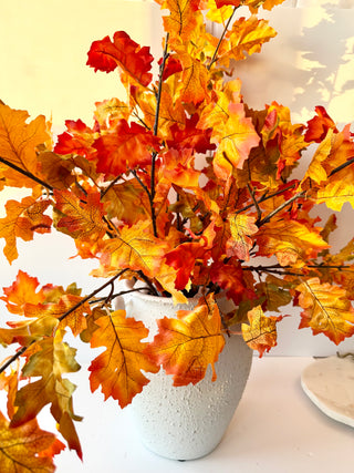 Artificial  Autumn Oak Branch  - Can be added to floral arrangements, wreaths and fall decorations