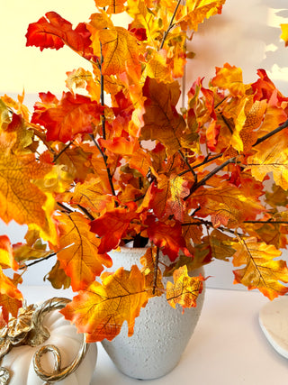 Artificial  Autumn Oak Branch  - Can be added to floral arrangements, wreaths and fall decorations