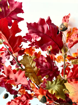 Fall Artificial Oak Branch With Acorns - Pick Can Be Added to Autumn Flower Arrangements, Wreaths and Decorations