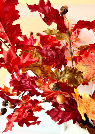 Fall Artificial Oak Branch With Acorns - Pick Can Be Added to Autumn Flower Arrangements, Wreaths and Decorations