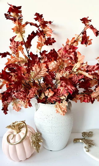 Nutmeg Brown Artificial Tall Oak Leaf Fall Branch By DesignedBy The Boss