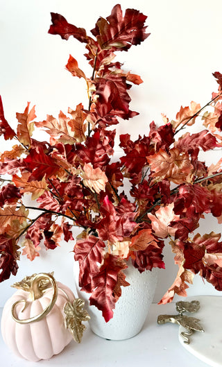 Nutmeg Brown Artificial Tall Oak Leaf Fall Branch By DesignedBy The Boss