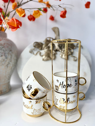 Set of 4 Coffee Mugs Inspired By Autumn Leaves