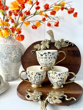 Large Cream & Gold Coffee Mug