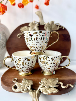 Large Cream & Gold Coffee Mug