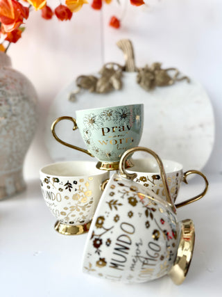 Large Cream & Gold Coffee Mug