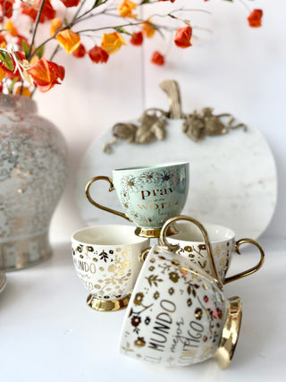 Large Cream & Gold Coffee Mug