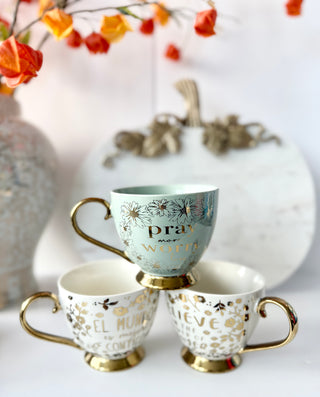 Large Cream & Gold Coffee Mug