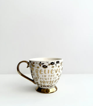 Large Cream & Gold Coffee Mug