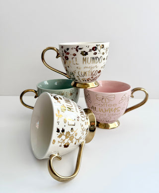 Large Cream & Gold Coffee Mug