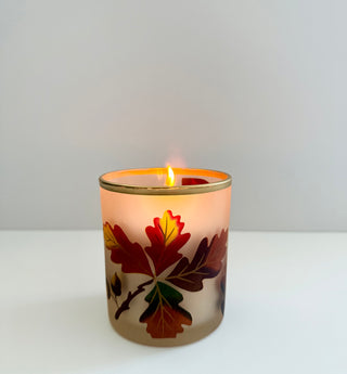 Autumn Leaves Glass Candle