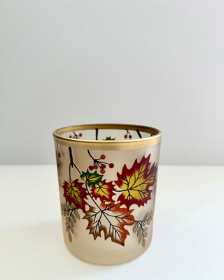 Autumn Leaves Glass Candle