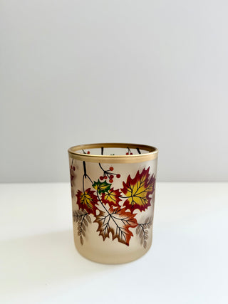Autumn Leaves Glass Candle