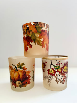Autumn Leaves Glass Candle