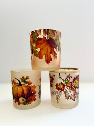 Autumn Leaves Glass Candle