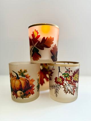 Autumn Leaves Glass Candle