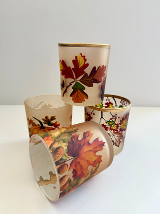 Autumn Leaves Glass Candle