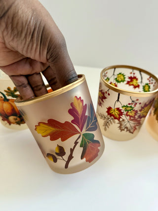 Autumn Leaves Glass Candle