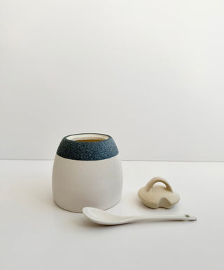 Hand-painted Stoneware Spice Jar With Spoon