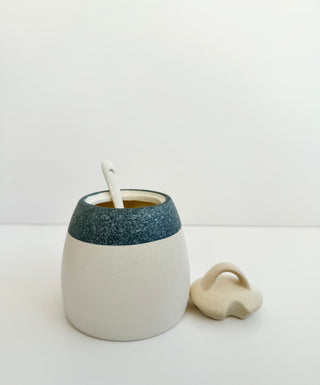 Hand-painted Stoneware Spice Jar With Spoon