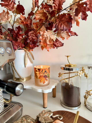 Small Marble Riser With Wooden Leg