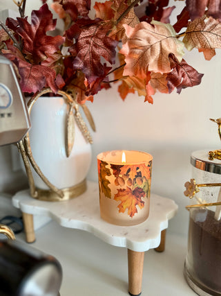 Small Marble Riser With Wooden Leg