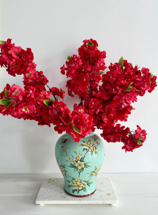 Red Cherry Blossom Stem (Set of 3 Stems), High Quality Silk Artificial Flower by DesignedByTheBoss