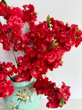 Red Cherry Blossom Stem (Set of 3 Stems), High Quality Silk Artificial Flower by DesignedByTheBoss