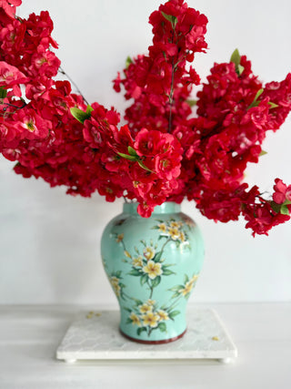 Red Cherry Blossom Stem (Set of 3 Stems), High Quality Silk Artificial Flower by DesignedByTheBoss