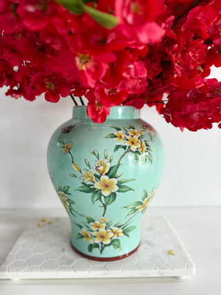 Rectangular Honeycomb Marble Cheese Board with Gold Cheese Knives.