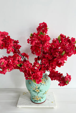 Red Cherry Blossom Stem (Set of 3 Stems), High Quality Silk Artificial Flower by DesignedByTheBoss