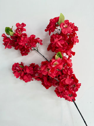 Red Cherry Blossom Stem (Set of 3 Stems), High Quality Silk Artificial Flower by DesignedByTheBoss