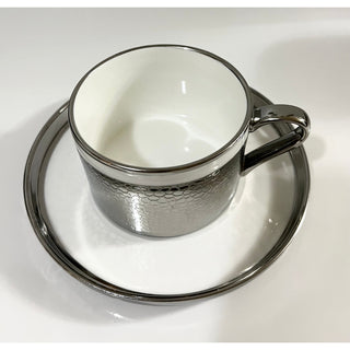 Luxury White Gold Or Silver Plated Coffee Mugs With Saucer