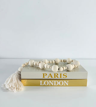 Fake Decorative Books Open For Storage / Wood Bead Tassel Garland / Home Decor