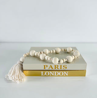 Fake Decorative Books Open For Storage / Wood Bead Tassel Garland / Home Decor