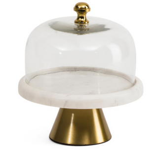 Glass Cloche on A Marble Base – Serving Dome