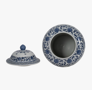 Blue Dynasty Ceramic Ginger Jar - Traditional / Chinoiserie-Inspired