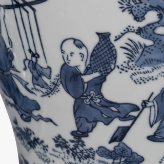 Blue Dynasty Ceramic Ginger Jar - Traditional / Chinoiserie-Inspired