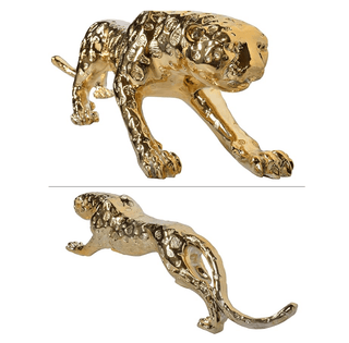 Abstract Golden Panther Sculpture Geometric Resin Leopard - DesignedBy The Boss