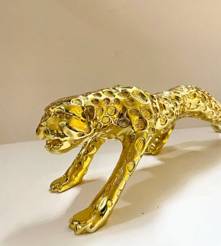 Abstract Golden Panther Sculpture Geometric Resin Leopard - DesignedBy The Boss