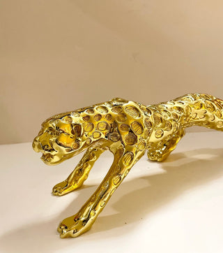 Abstract Golden Panther Sculpture Geometric Resin Leopard - DesignedBy The Boss