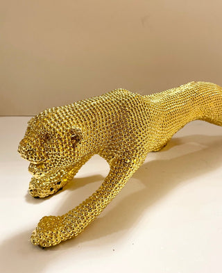 Abstract Golden Panther Sculpture Geometric Resin Leopard - DesignedBy The Boss