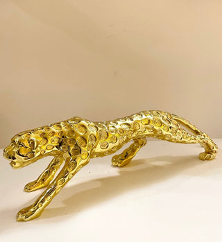 Abstract Golden Panther Sculpture Geometric Resin Leopard - DesignedBy The Boss