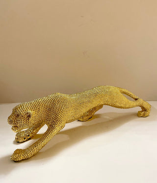 Abstract Golden Panther Sculpture Geometric Resin Leopard - DesignedBy The Boss