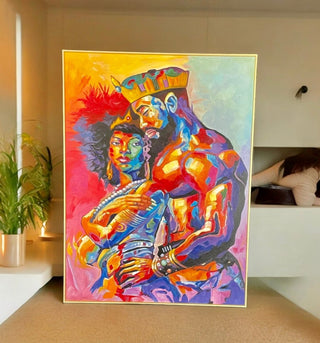 African Black Art King and Queen Oil Painting - Wall Art Sexy Couples Posters High Quality Oil Painting - Hand Painted - DesignedBy The Boss