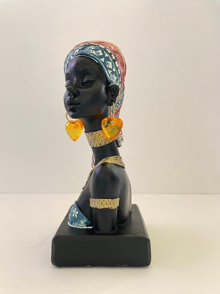 African Lady Art Bust Figurines, Black Vintage Aesthetic Décor Accents - DesignedBy The Boss