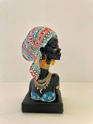African Lady Art Bust Figurines, Black Vintage Aesthetic Décor Accents - DesignedBy The Boss